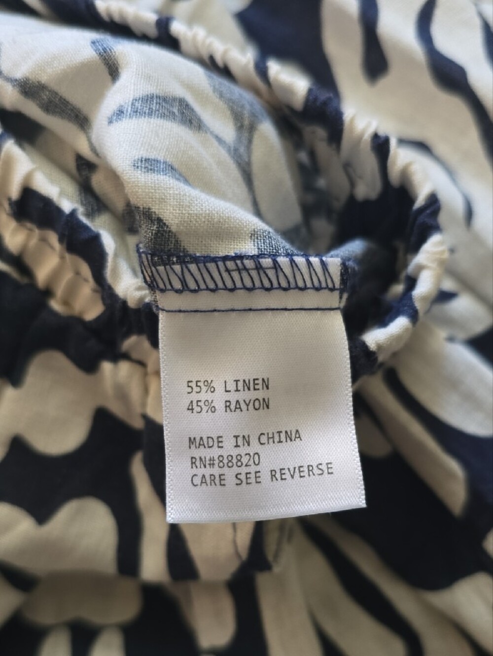 Linen Navy and White Floral Two-Piece Skirt Set - Picture 5 of 5